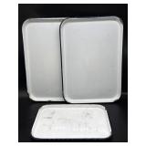 (3) Antique Porcelain Enamel Trays - 17.5" x