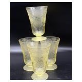 (4) Hazel Atlas Florentine Yellow Glass Cups 5"