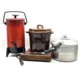 Vintage Cornwall Crockery Cooker, Percolator, and