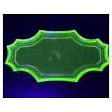 Vintage Uranium Glass Dish 10" x 5" x 0.5"