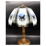 Horse Glass Panel Lamp 22"- base is plastic