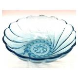 Vintage Hazel Atlas Capri Blue Swirl Glass Bowl