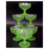 (6) Vintage Uranium Glass Sherbets 3" Tall - no