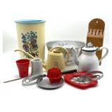 Vintage Plastic Kitchen Canister Set, Porcelain