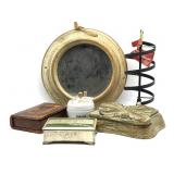 Vintage Cowboy Metal Jewelry Box, Earring Holder,
