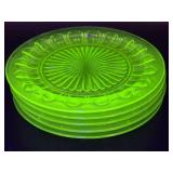(5) Vintage Heavy Uranium Glass Plates 10"