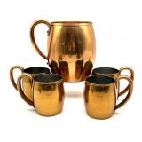 Vintage Copper Pitcher and Cup Set- pitcher is