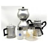 Vintage Aluminum Percolators, Corning Ware Blue