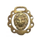 Vintage Lion Brass Harness Medallion  3.5"