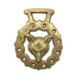 Vintage Wolf Brass Harness Medallion  3.5"