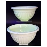(2) Vintage Uranium Milk Glass Mixing Bowls 6.5?