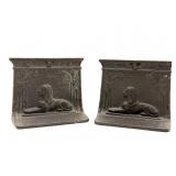 Vintage Cast Iron Sphynx Bookends 4" x 3.5"