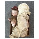 Antique Bisque Doll Heads and Parts - one body