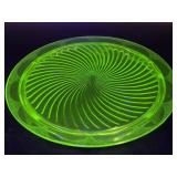 Uranium Glass Footed Cake Plate 10" x 1.25"-