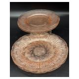 (3) Pink Depression Glass Cherry Pattern Plates
