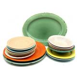 Vintage Colorful Ceramic Plates and Bowls 11.5"
