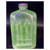 Vintage Uranium Glass Refrigerator Bottle  9"
