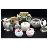 Vintage Ceramic Clown Jewelry Boxes, Carriage
