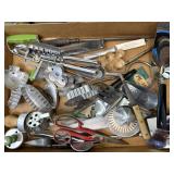 Vintage Cookie Cutters, Scoops, Egg Beater, and