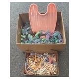 Vintage Pink Plastic Shampoo Tray and Curlers