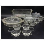 Vintage Glasbake Glass Ramekins in Metal Holders,