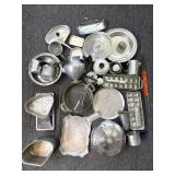 Vintage Aluminum Trays, Teapot, Cake Lid, and