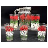 Vintage Floral Pattern Pitchers and Cups