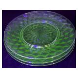 (3) Vintage Uranium Glass Plates 8"