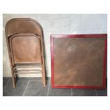 (2) Folding Metal Chairs and Vintage Card