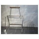(2) Vintage Record Album Holder Racks - rolling