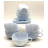 Vintage Fire King Delphite Blue Square Cups and