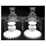 Vintage Silvercrest Milk Glass Candlesticks and