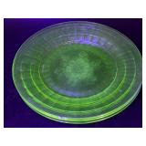 (3) Vintage Uranium Glass Snowflake Pattern