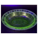 Vintage Uranium Glass Oval Serving Bowl 9.5" x