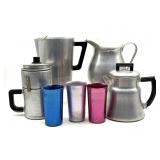 Vintage Sunburst Colorful Aluminum Cups, Vintage