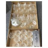 Vintage Bubble Glass Cups, Ball Pitcher, Etched