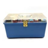 Vintage Sewing Notions in Box - box is plastic