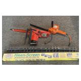 Metal Tool Rack, Vintage Electric Chainsaw,
