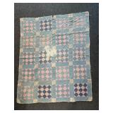 Vintage Hand-Stitched Quilt 61.5" x 74"- edges