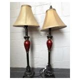 Glass and Metal Table Lamp Pair 32'
