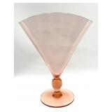 Pink Glass Fan Vase 9'