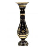 Vintage Etched Brass Vase Made in India 13.25'