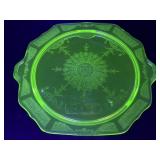 Antique Princess Pattern Uranium Glass Footed