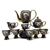 Sevres Gilt Cobalt Blue Porcelain with Scene