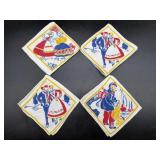 Vintage Dutch Linen Cloth Napkin Set of Four