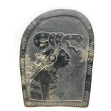 Antique/Vintage Carved Stone Tablet 4.5' x 5.75'