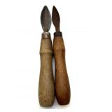 (2) Primitive Peach Pitters with Wood Handles