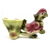 Vintage Hull Parrot with Cart Ceramic Planter