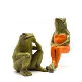 Large Pair of Frog Ceramic Figures 10.5' Tall and
