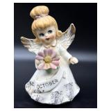 Vintage October Angel Porcelain Figure 5'-